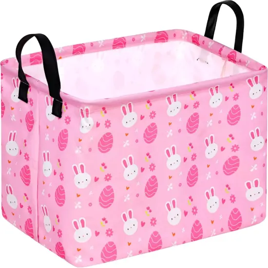 Rectangle Easter Basket Storage Bin Eggs Gift Basket Laundry Hamper Storage Basket Fabric Material Organization Basket Toy Box Nursery Hamper for Clothes Toys With Handles {1}