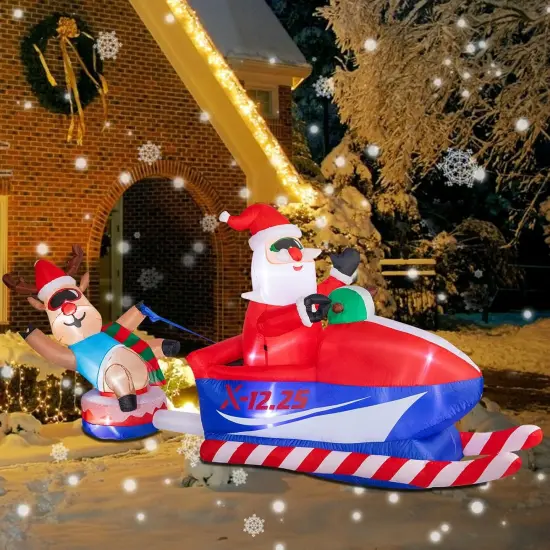 Christmas Inflatables Reindeer Sleigh - 8.5FT Christmas Blow Up Santa and Reindeer On Snowmobile with LED Lighted Yard Decorations for Indoor Outdoor Xmas Holiday Garden Lawn Decor {2}