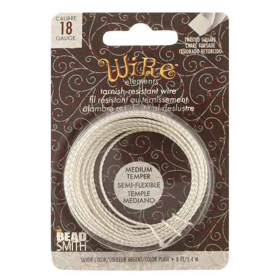 The Beadsmith Twisted Craft Wire - Wire Elements - Medium Temper - 18 Gauge, 8 Ft Coil - Silver Color - Beading Wire Used for Jewelry Making, and Other DIY Arts & Crafts {1}