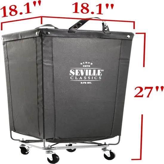 Large Commercial Heavy Duty Rolling Steel Frame Laundry Hamper(Patented), 18.1" D x 18.1" W, Gray {2}