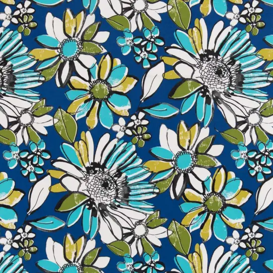 Lapis - Blue Floral Upholstery Fabric 54 Inches" {1}