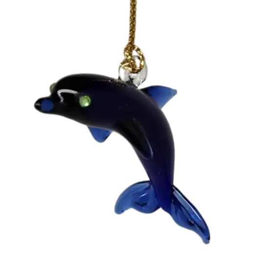 Solid Blown Glass Dolphin Ornament {2}