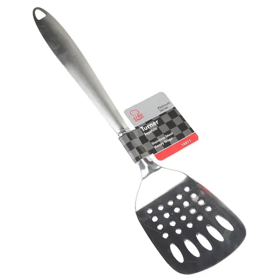 Chef Craft 12.5" Stainless Steel Slotted Turner Spatula with Attractive Brushed Finish Handle {3}