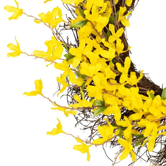 Northlight Forsythia and Grapevine Artificial Floral Wreath - Yellow - 24" {5}