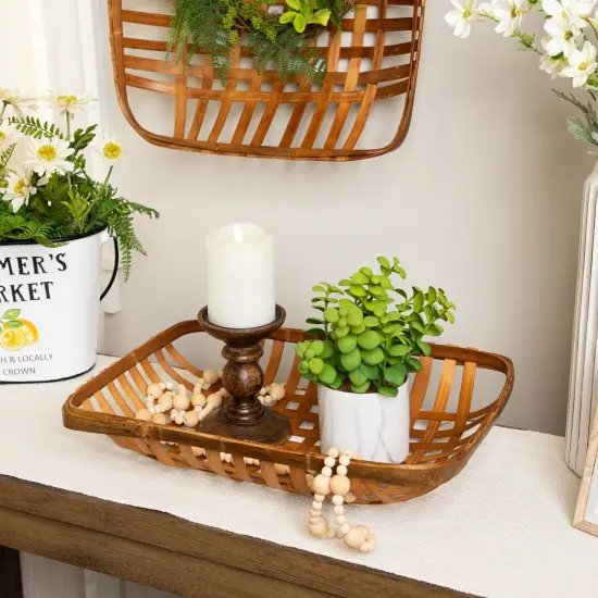 Northlight Rectangular Lattice Tobacco Baskets - Brown - Set of 3 {4}