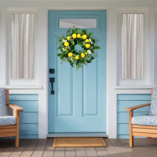 Northlight Lemons and Daisies Artificial Floral Wreath, Yellow - 20-Inch {4}