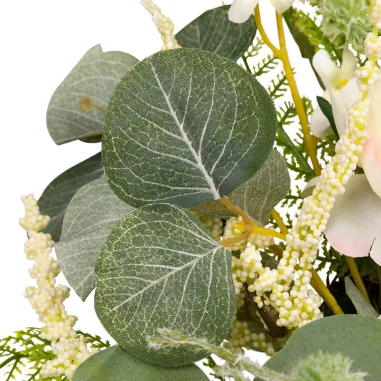 Northlight Peony, Rose and Mixed Foliage Artificial Spring Wreath - 20" White {6}