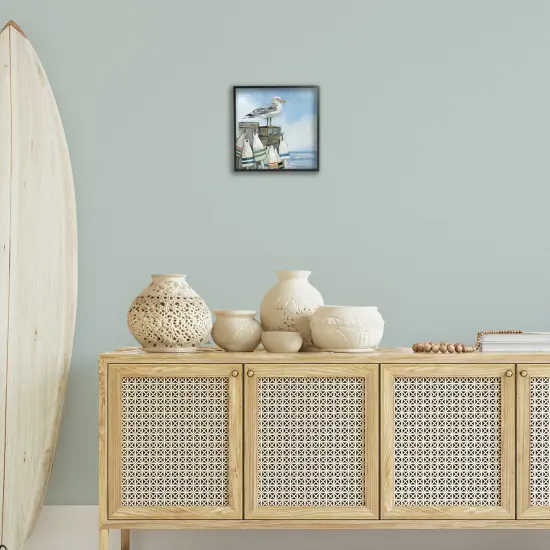 Stupell Industries Seagull On Pier With Buoy Framed Giclee By Susan Winget {2}