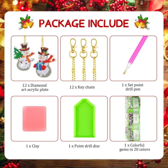 12 Pieces Christmas Diamond Painting Kits 5D DIY Diamond Painting (Classic Style) {4}