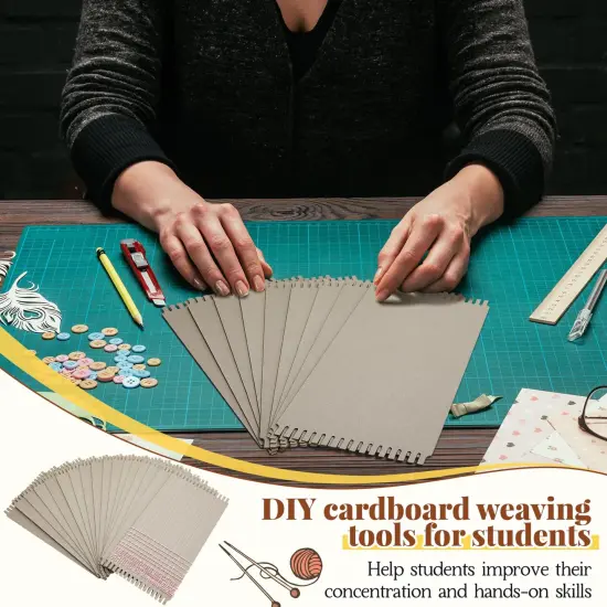 24 Pack Cardboard Weaving Looms Weaving Wide Notch Loom Boards Loom for Beginners Knitting Sewing Crochet Basket Jewelry Arts Crafts, 6-1/2 x 13 Inch {5}