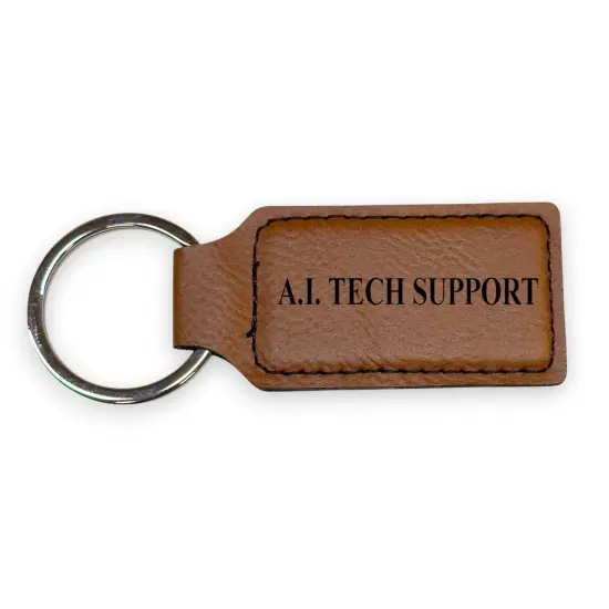 Keychain - Rectangle - A.I. Tech Support - Leather Rawhide/Black {1}