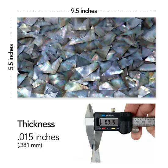 Shell Veneer, 5.5 x 9.5 inches | WMOP, BMOP, Abalone | Includes 3M Adhesive Sheet for Application, Great for Inlay Projects Natural Mosaic BMOP {4}