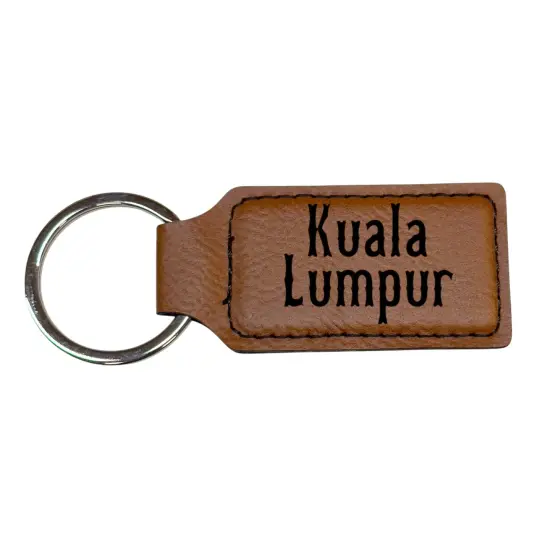 Keychain - Rectangle - Kuala Lumpur - Leather Pink/Black {1}