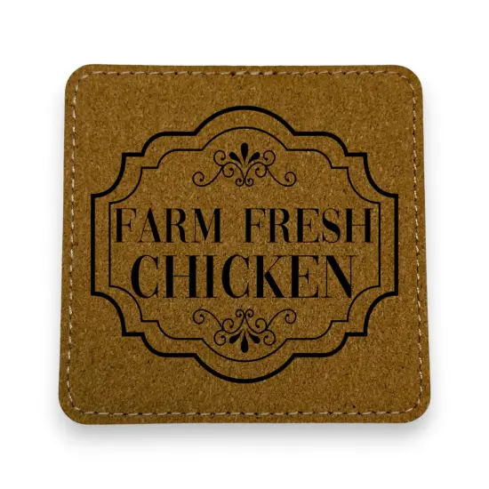 Coaster - Farm Fresh Chicken - SET OF 2 - Leather or Stitched Cork Stitched Cork/Black {1}