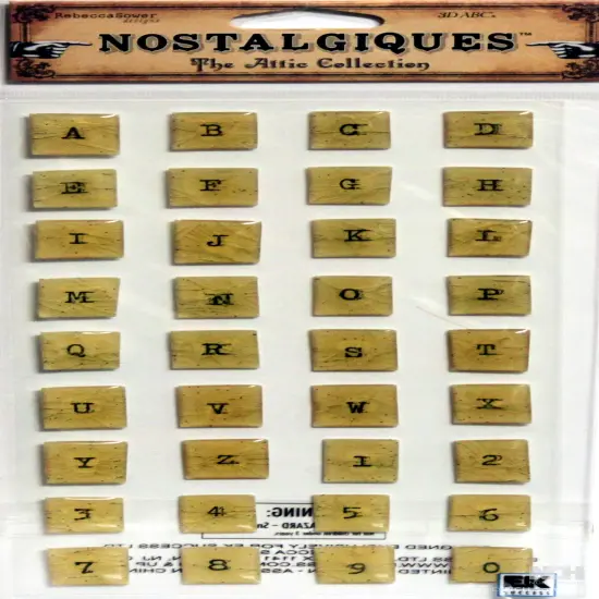 Nostalgiques Cracked Glass Alphabets & Numbers Dimensional Epoxy Stickers {1}