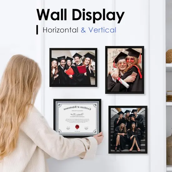 8.5x11 Diploma Frame, Black Picture Frame with Clear Plexiglass, 2 Pack Certificate Frame for Wall Display, 8.5x11 Document Frame, High School Diploma Frame {5}