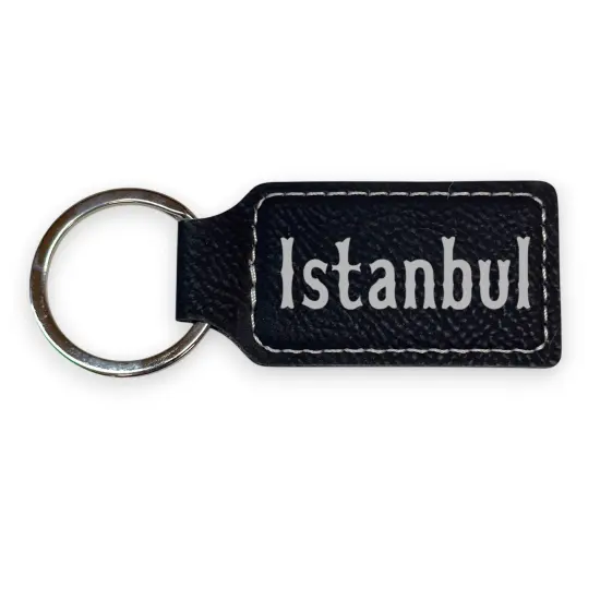 Keychain - Rectangle - Istanbul - Leather Rawhide/Black {3}