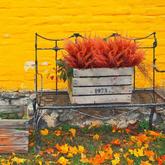 24 Orange Artificial Fall Plants Fake Boston Fern {5}