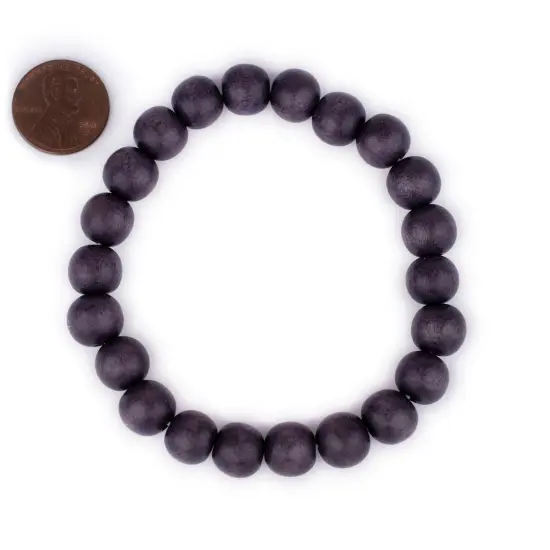 The Bead Chest Wood Stretch Bracelet, Dark Grey - Stackable Beaded Jewelry, Unisex for Men & Women {2}
