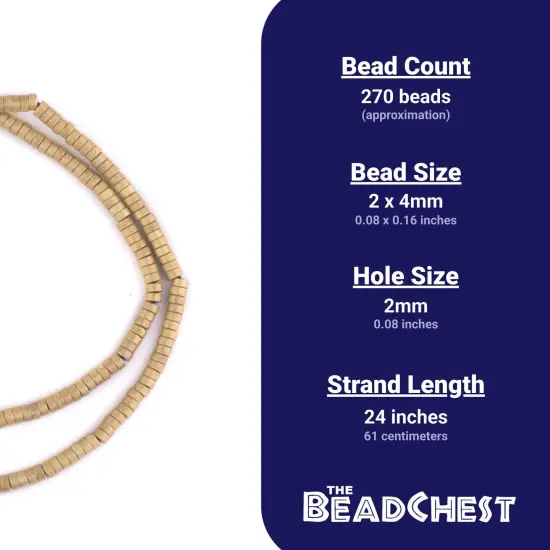 The Bead Chest Brass Disk Beads (4mm) {4}
