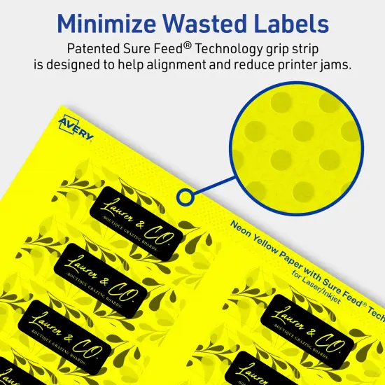 Avery Neon Yellow Paper Labels, 1" x 3" Rectangle {4}
