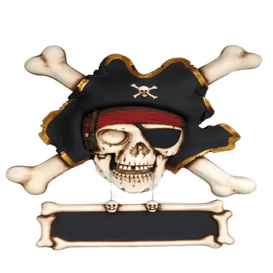 Pirate Skull Cross Bone Sign Statue {1}