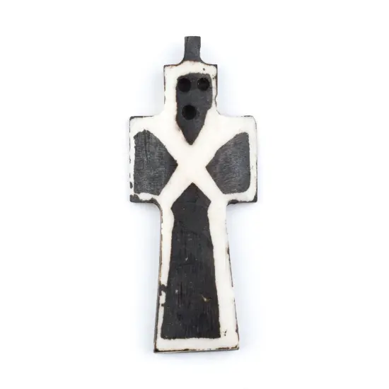 The Bead Chest Handmade Batik Bone Cross Pendant from Kenya &ndash; African Tribal Design &ndash; Essence &ndash; Fair Trade Ethically Sourced Jewelry Making Charm {1}