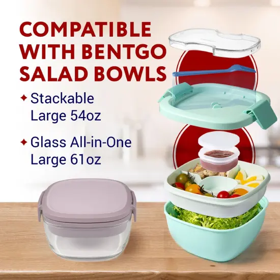 Impresa 6 Piece Lunch Box Accessories Set Compatible With Bentgo All in One Salad Container - 4 Salad Box Forks & 2 Small Dressing Containers - Reusable Dressing Containers with Lids {2}