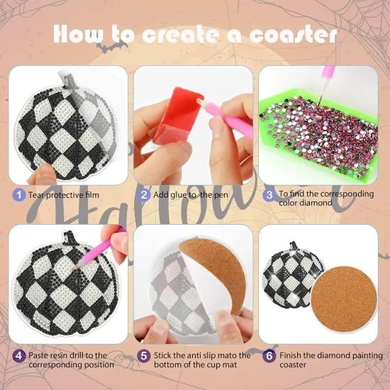 8 Pieces Non Slip Coaster for Adults Diamond Art Painting Kits {3}