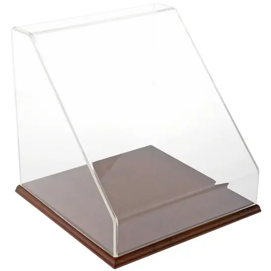 Plymor Clear Acrylic Slanted Front Display Case, 12" x 12" x 12" Hardwood {1}