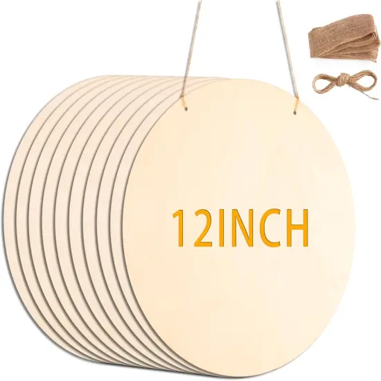 10Pcs 12 Inch Wood Circles for Crafts, Unfinished Wood Rounds {1}