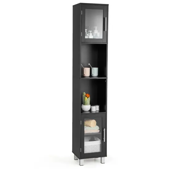 Costway 71'' Tall Tower Bathroom Storage Cabinet Organizer Display Shelves Bedroom Grey\Brown\Black {7}