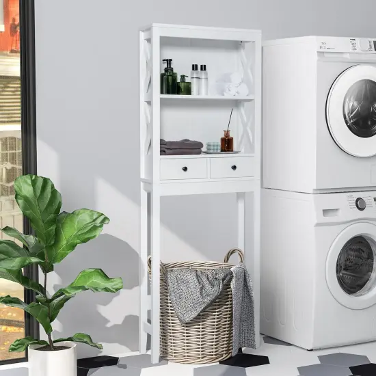 Costway Over the Toilet Storage Rack Bathroom Space Saver with 2 Open Shelves & Drawers {4}