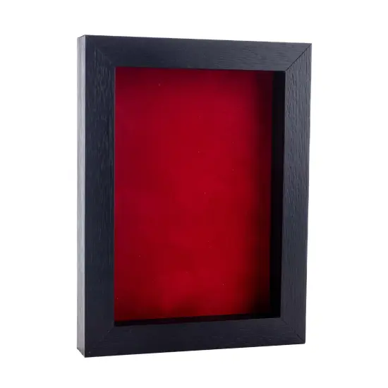Black Wood Grain Shadow Box Frame with Acrylic Front - Red Suede Backing, 30 Sizes {2}