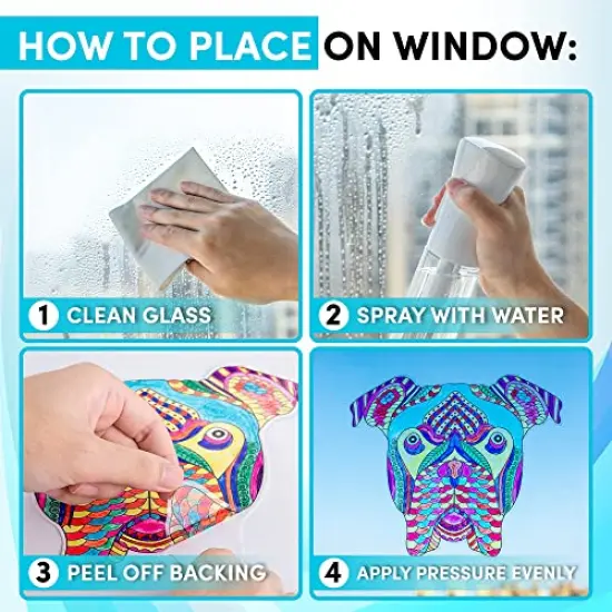 10 Sun catchers Stained Glass Mandala Art Kit - Animal DIY Window Clings with Markers, Perfect Hobby for Adults, Kids, Teens & Seniors - Ideal Gift for Beginners, Women & Elderly {3}