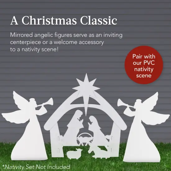 Best Choice Products 3ft Set of 2 Christmas Angel Yard Decorations w/ Weather-Resistant PVC, 4 Stakes White {4}