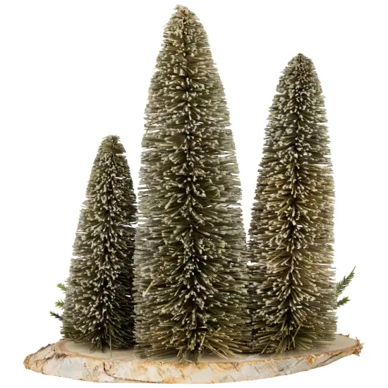 Northlight Frosted Bottle Brush Tree Trio Christmas Decoration - 10.25" Green {6}