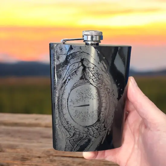 8oz Dragon Eye Black Flask {6}