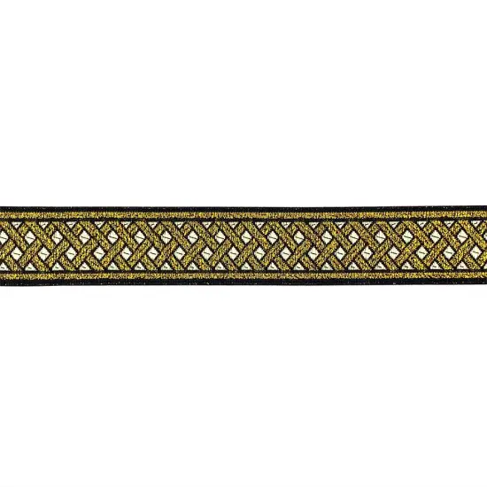 Designer's Shop JL 132 Jacquard metallic Gold Celtic ribbon trim 1-3/8&rdquo; (35mm) x 9 yard {2}