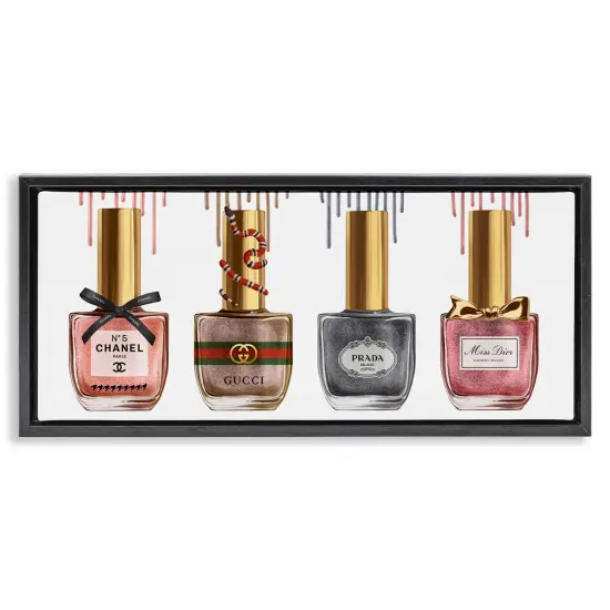 Stupell Industries Glam Nail Polish Collection Framed Floater Canvas Wall Art Gray Floater Frame {7}