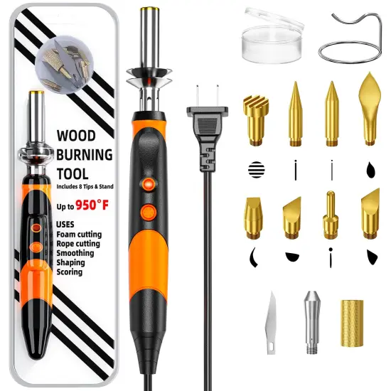 Wood Burning kit, Professional WoodBurning Pen Tool, DIY Creative Tools,Wood Burner for Embossing/Carving/Pyrography，Suitable for Beginners,Adults (orange) {2}