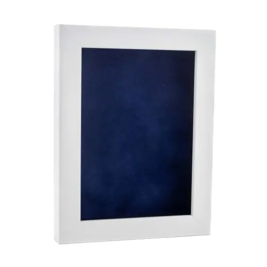 Classic White Wood Shadown Box Frame with Acrylic Front - Navy Blue Suede Backing, 30 Sizes {2}