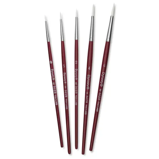 Dynasty Fine White Synthetic Brushes - Set of 1, Round, Set of 5 {1}