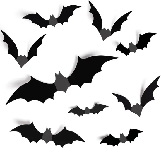 64 Pieces Halloween Decorations Bats Wall Decor Halloween Party Decorations Indoor Outdoor Halloween Decor Supplies,Reusable PVC 3D Black Bats Stickers for Creepy Home Bathroom Decor {2}