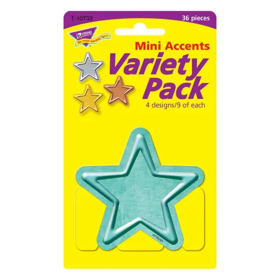 I &hearts; Metal Stars Mini Accents Variety Pack, 36 Per Pack, 6 Packs {3}