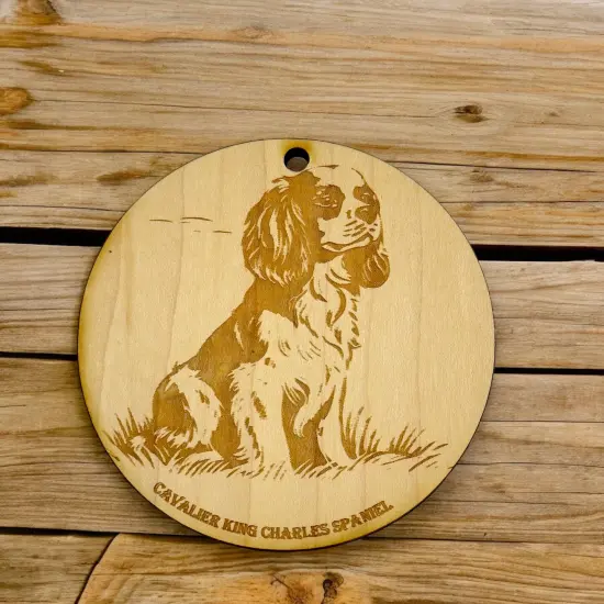 Ornament - Cavalier King Charles Spaniel Dog Raw Wood {4}