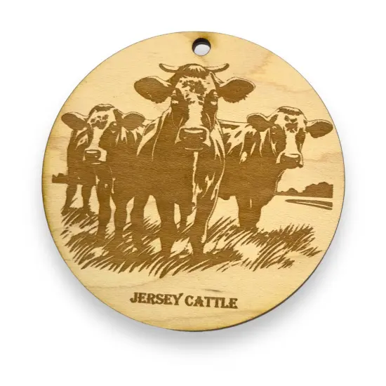 Ornament - Jersey Cattle Raw Wood {1}