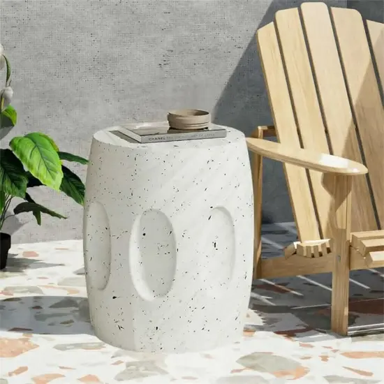 Outdoor Accent Table Side End Table for Patio Backyard Concrete Garden Stool {4}