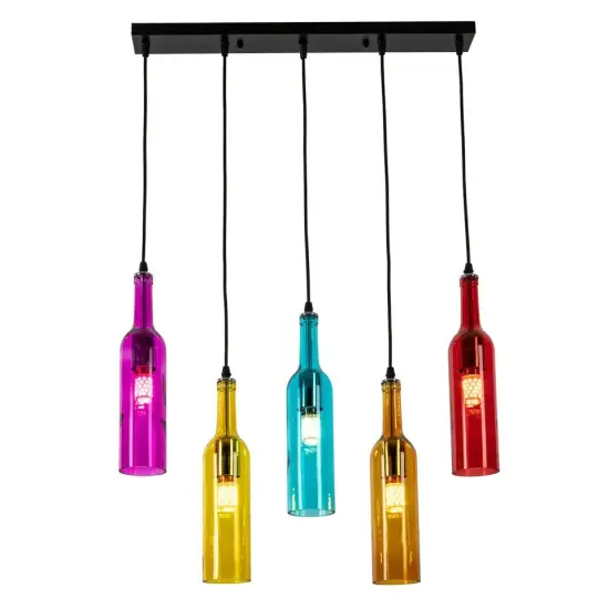 5 Wine Bottle Pendant Light Industrial Bar Hanging Lamp Fixtures Cafe Fixture {1}
