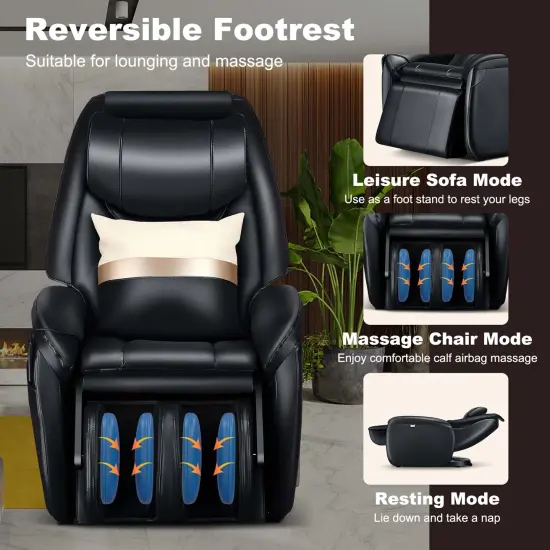 Costway Massage Chair Full Body SL Track Zero Gravity withPillow Reversible Footrest Heat Black/Green/Brown {4}